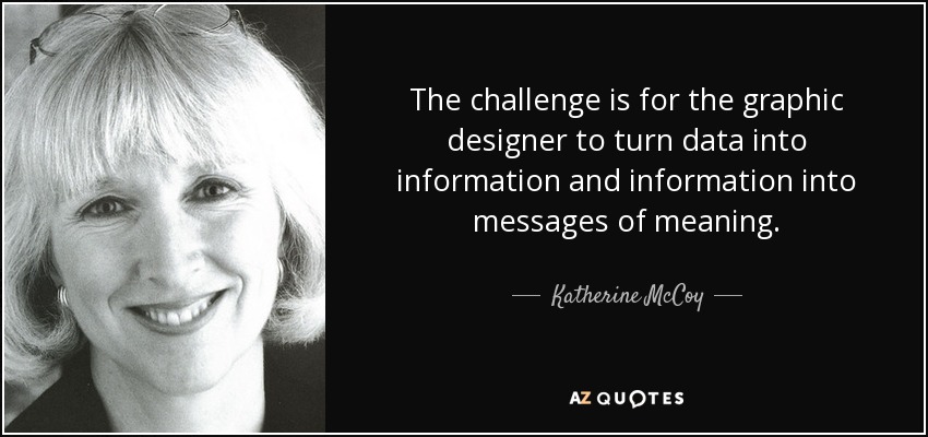 The challenge is for the graphic designer to turn data into information and information into messages of meaning. - Katherine McCoy