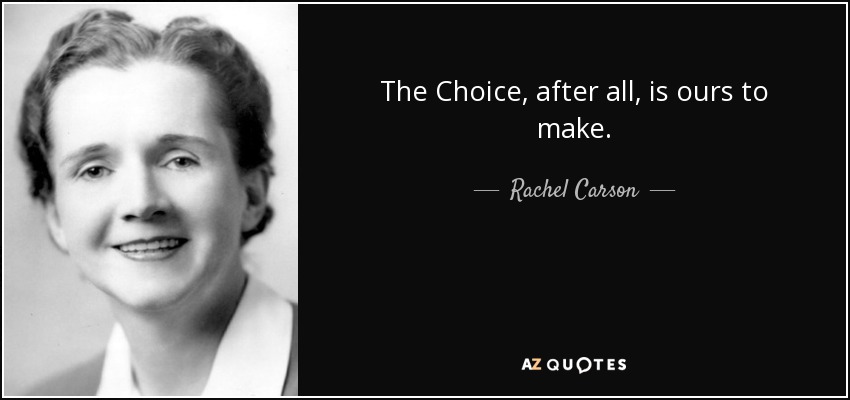 The Choice, after all, is ours to make. - Rachel Carson