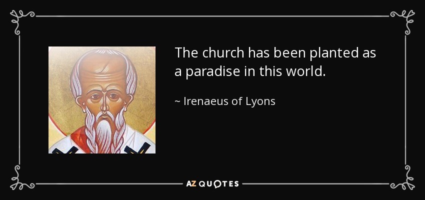 The church has been planted as a paradise in this world. - Irenaeus of Lyons