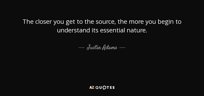The closer you get to the source, the more you begin to understand its essential nature. - Justin Adams