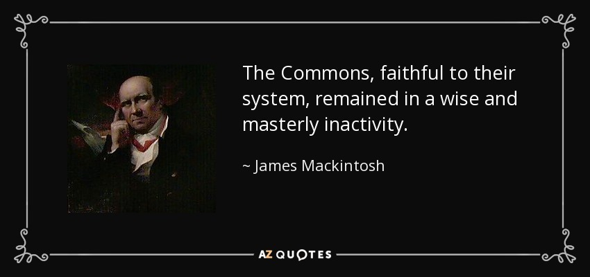 The Commons, faithful to their system, remained in a wise and masterly inactivity. - James Mackintosh