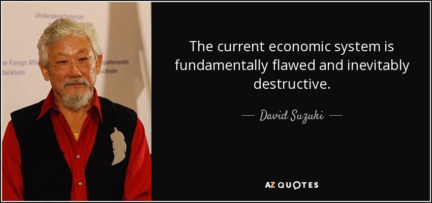 The current economic system is fundamentally flawed and inevitably destructive. - David Suzuki