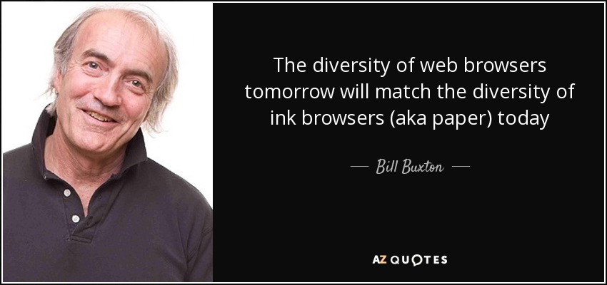 The diversity of web browsers tomorrow will match the diversity of ink browsers (aka paper) today - Bill Buxton