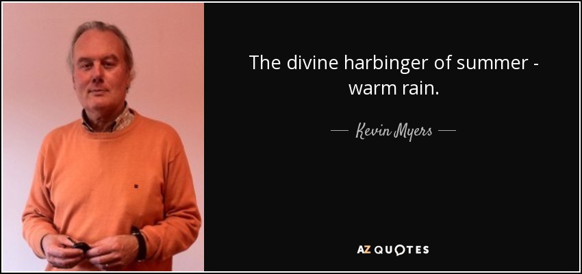 The divine harbinger of summer - warm rain. - Kevin Myers