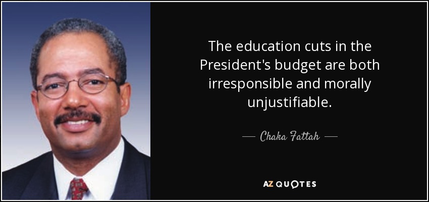 The education cuts in the President's budget are both irresponsible and morally unjustifiable. - Chaka Fattah