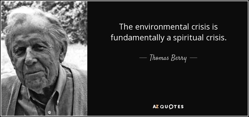 The environmental crisis is fundamentally a spiritual crisis. - Thomas Berry