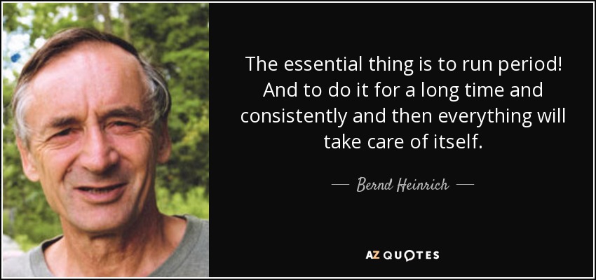 The essential thing is to run period! And to do it for a long time and consistently and then everything will take care of itself. - Bernd Heinrich
