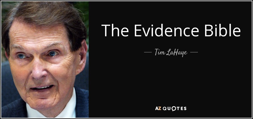 The Evidence Bible is a handy tool for anyone interested in proving the reliability of Scripture, the deity of Jesus Christ, and the incredible offer of our eternal salvation. It makes the defense of Scripture easily understood and should be read by all serious Bible students. - Tim LaHaye