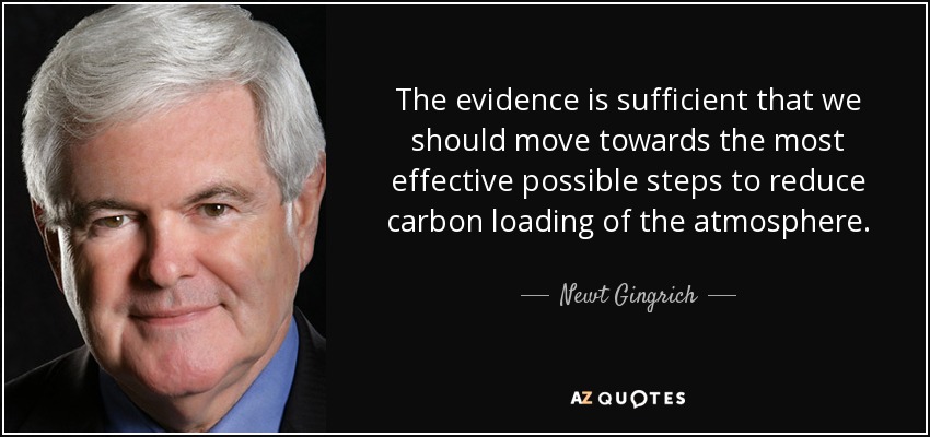 The evidence is sufficient that we should move towards the most effective possible steps to reduce carbon loading of the atmosphere. - Newt Gingrich