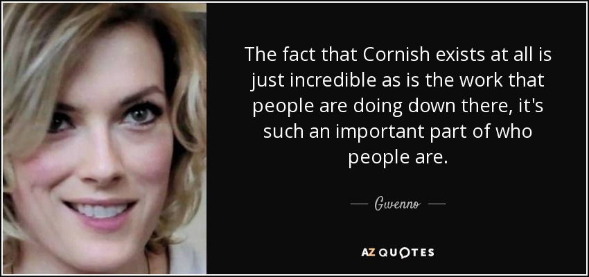 The fact that Cornish exists at all is just incredible as is the work that people are doing down there, it's such an important part of who people are. - Gwenno