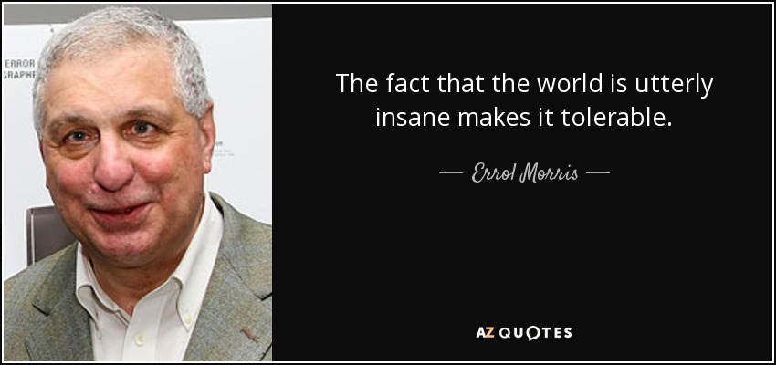 The fact that the world is utterly insane makes it tolerable. - Errol Morris