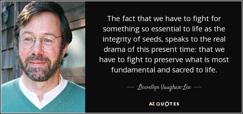 The fact that we have to fight for something so essential to life as the integrity of seeds, speaks to the real drama of this present time: that we have to fight to preserve what is most fundamental and sacred to life. - Llewellyn Vaughan-Lee