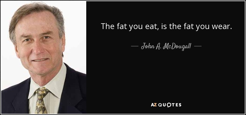 The fat you eat, is the fat you wear. - John A. McDougall