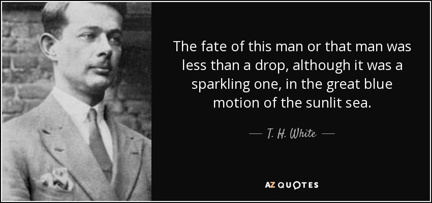 The fate of this man or that man was less than a drop, although it was a sparkling one, in the great blue motion of the sunlit sea. - T. H. White