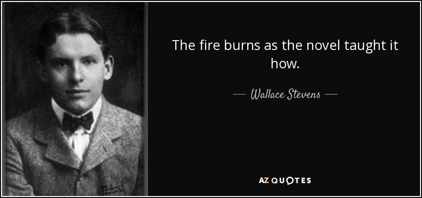 The fire burns as the novel taught it how. - Wallace Stevens