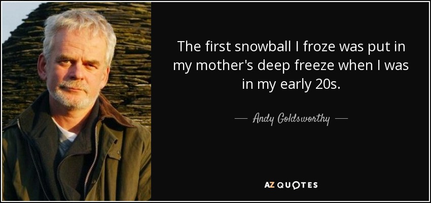 The first snowball I froze was put in my mother's deep freeze when I was in my early 20s. - Andy Goldsworthy