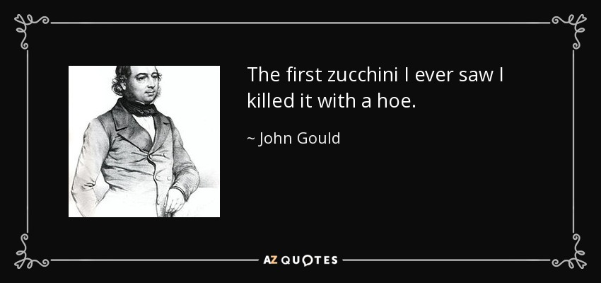 The first zucchini I ever saw I killed it with a hoe. - John Gould