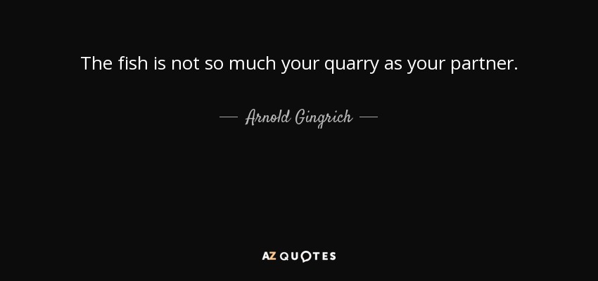 The fish is not so much your quarry as your partner. - Arnold Gingrich