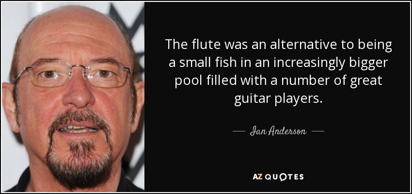 The flute was an alternative to being a small fish in an increasingly bigger pool filled with a number of great guitar players. - Ian Anderson