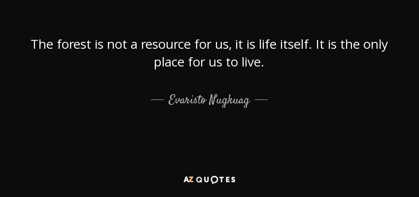 The forest is not a resource for us, it is life itself. It is the only place for us to live. - Evaristo Nugkuag