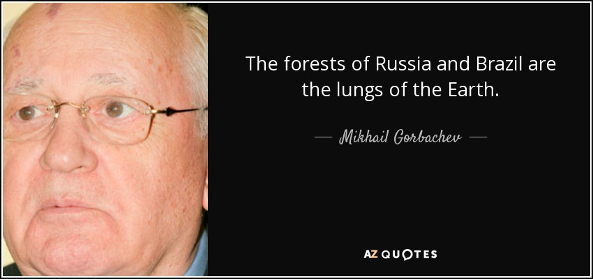 The forests of Russia and Brazil are the lungs of the Earth. - Mikhail Gorbachev