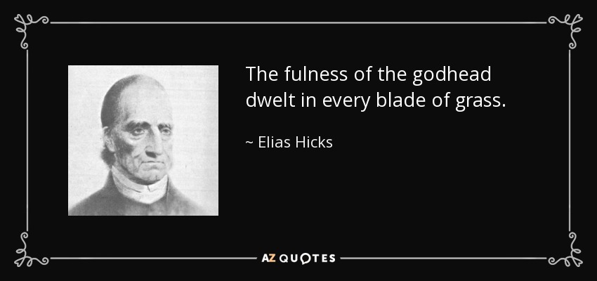 The fulness of the godhead dwelt in every blade of grass. - Elias Hicks