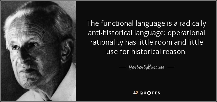 The functional language is a radically anti-historical language: operational rationality has little room and little use for historical reason. - Herbert Marcuse