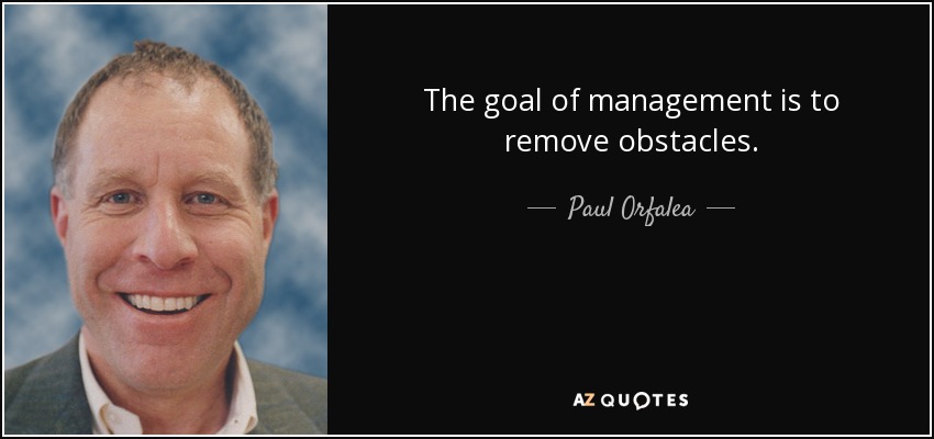 The goal of management is to remove obstacles. - Paul Orfalea