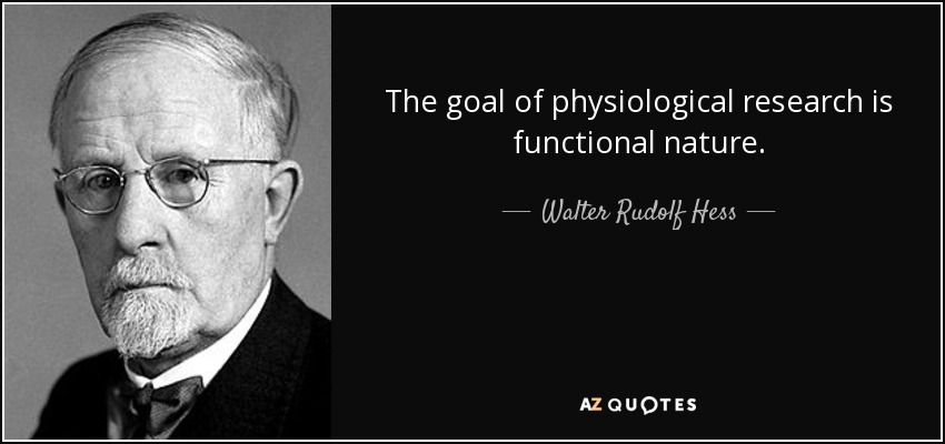 The goal of physiological research is functional nature. - Walter Rudolf Hess