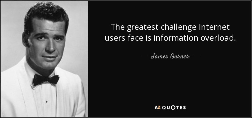 The greatest challenge Internet users face is information overload. - James Garner