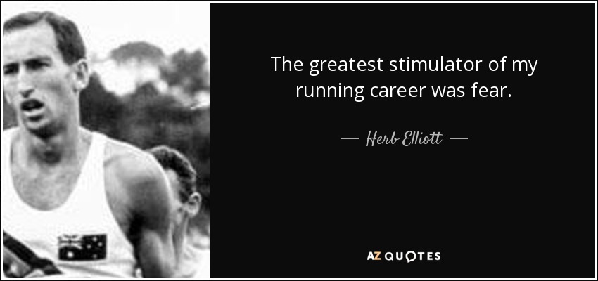 The greatest stimulator of my running career was fear. - Herb Elliott