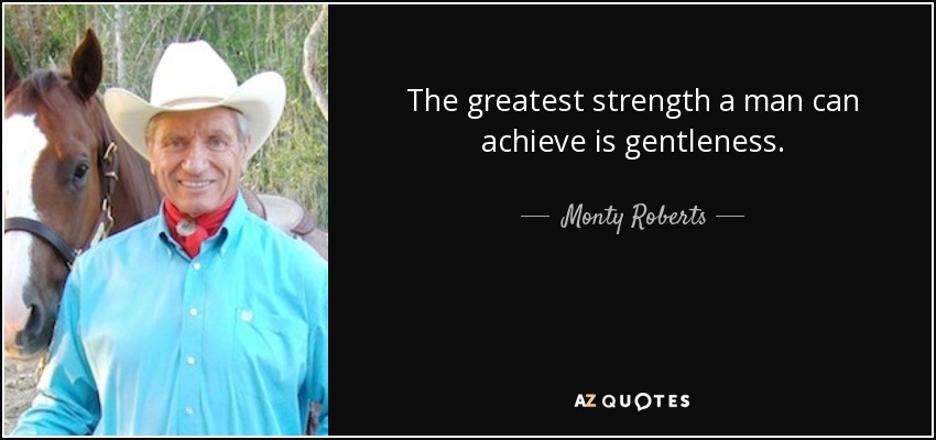 The greatest strength a man can achieve is gentleness. - Monty Roberts