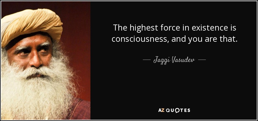 The highest force in existence is consciousness, and you are that. - Jaggi Vasudev