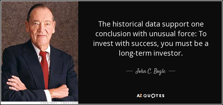 The historical data support one conclusion with unusual force: To invest with success, you must be a long-term investor. - John C. Bogle