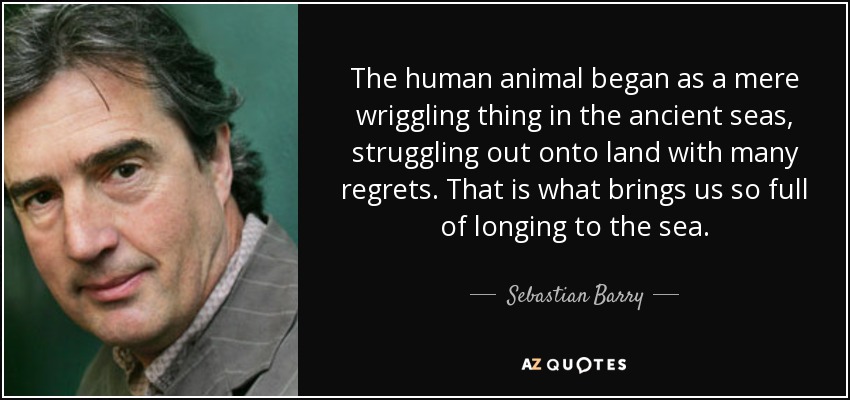 The human animal began as a mere wriggling thing in the ancient seas, struggling out onto land with many regrets. That is what brings us so full of longing to the sea. - Sebastian Barry