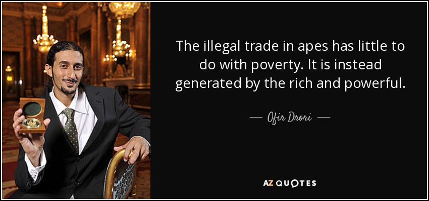The illegal trade in apes has little to do with poverty. It is instead generated by the rich and powerful. - Ofir Drori