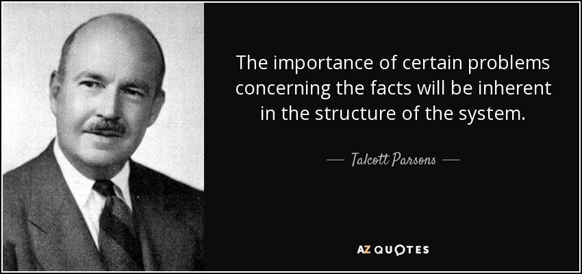 The importance of certain problems concerning the facts will be inherent in the structure of the system. - Talcott Parsons