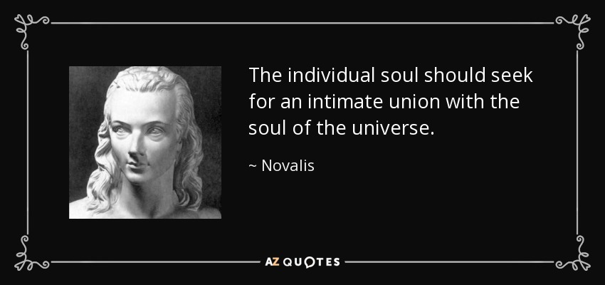 The individual soul should seek for an intimate union with the soul of the universe. - Novalis
