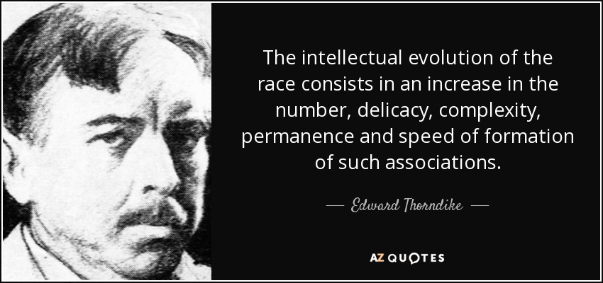 The intellectual evolution of the race consists in an increase in the number, delicacy, complexity, permanence and speed of formation of such associations. - Edward Thorndike