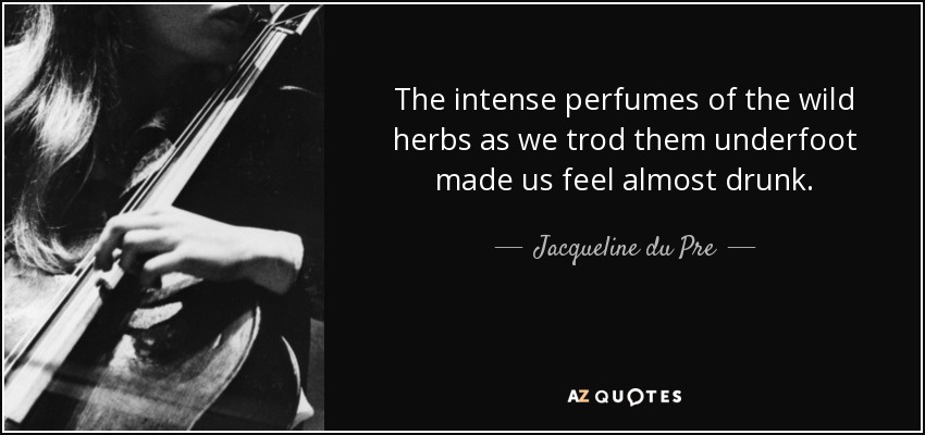 The intense perfumes of the wild herbs as we trod them underfoot made us feel almost drunk. - Jacqueline du Pre