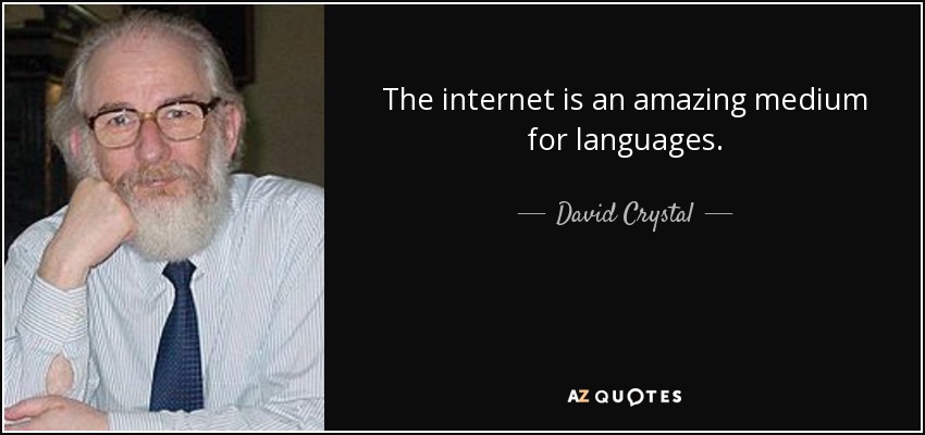 The internet is an amazing medium for languages. - David Crystal