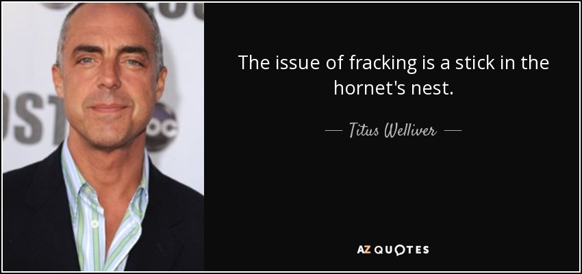 The issue of fracking is a stick in the hornet's nest. - Titus Welliver