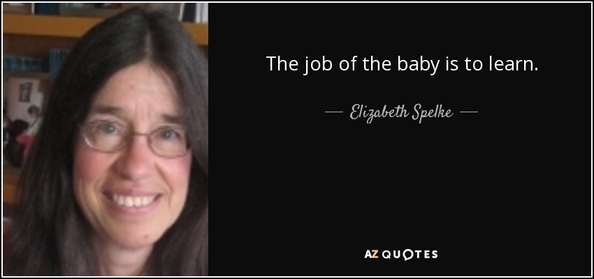 The job of the baby is to learn. - Elizabeth Spelke