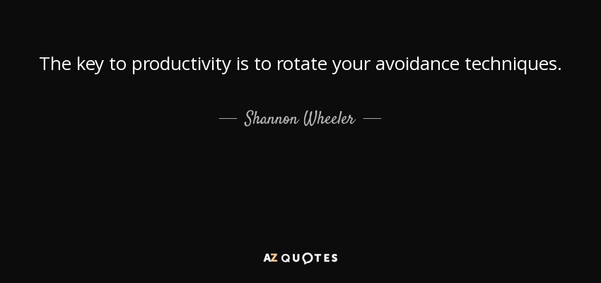 The key to productivity is to rotate your avoidance techniques. - Shannon Wheeler