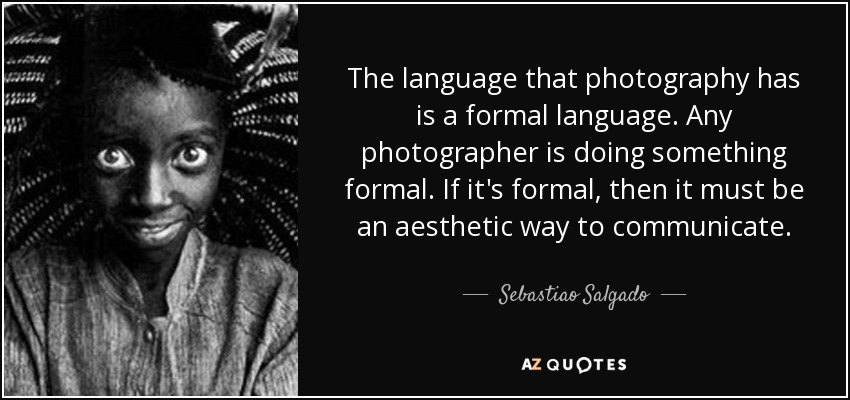 The language that photography has is a formal language. Any photographer is doing something formal. If it's formal, then it must be an aesthetic way to communicate. - Sebastiao Salgado