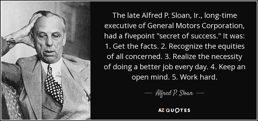 The late Alfred P. Sloan, Ir., long-time executive of General Motors Corporation, had a fivepoint 