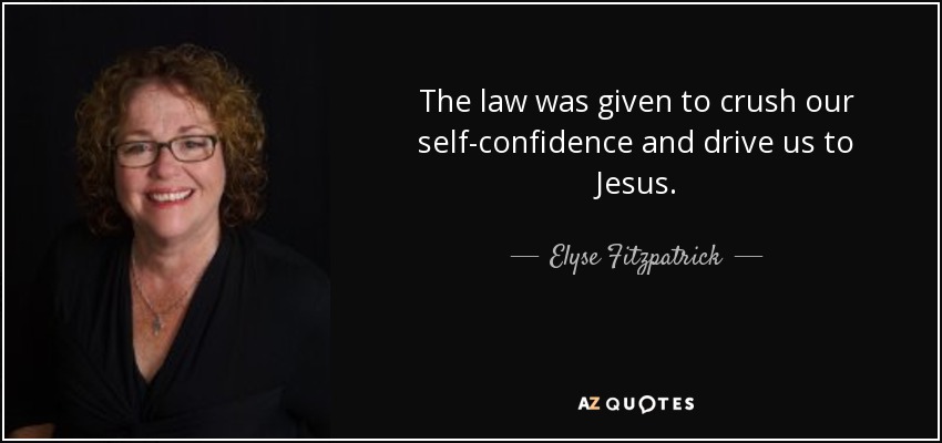 The law was given to crush our self-confidence and drive us to Jesus. - Elyse Fitzpatrick