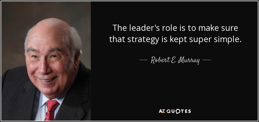 The leader's role is to make sure that strategy is kept super simple. - Robert E. Murray