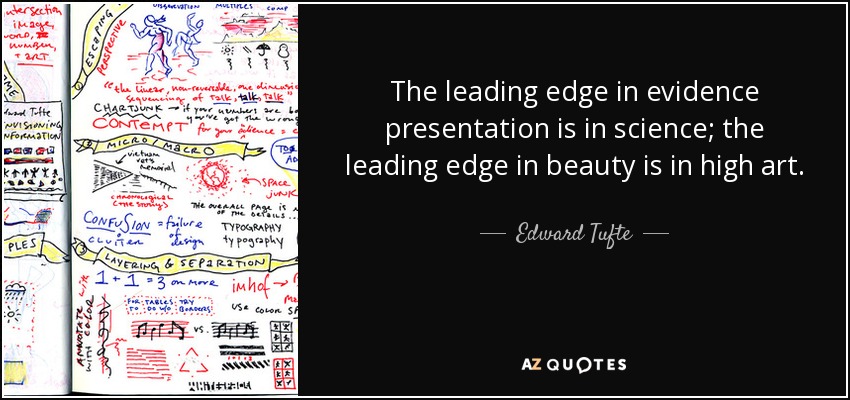 The leading edge in evidence presentation is in science; the leading edge in beauty is in high art. - Edward Tufte