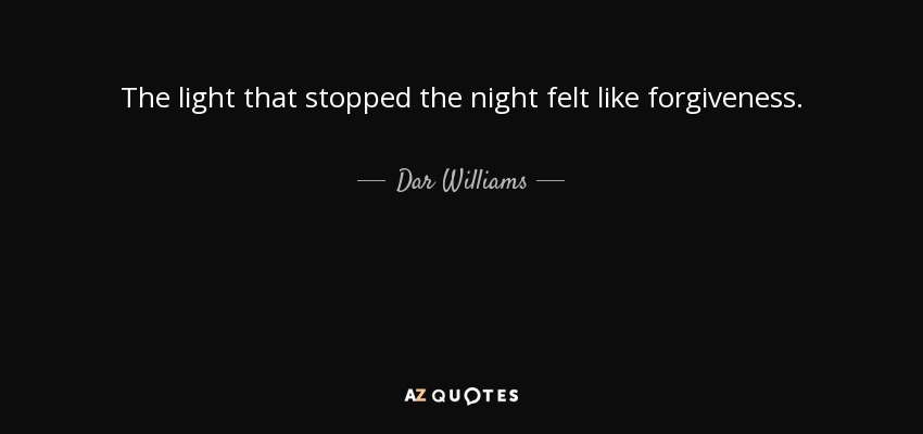 The light that stopped the night felt like forgiveness. - Dar Williams